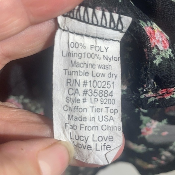 Lucy Love Babydoll Blouse Micro Floral Boho 3/4 Sleeve Chiffon Layered Size Smal - Picture 4 of 11